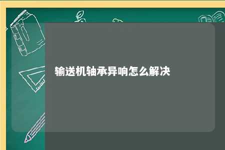 输送机轴承异响怎么解决 